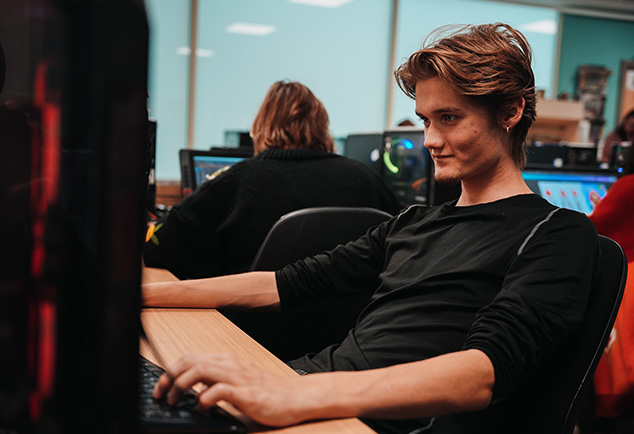 Student working on computer